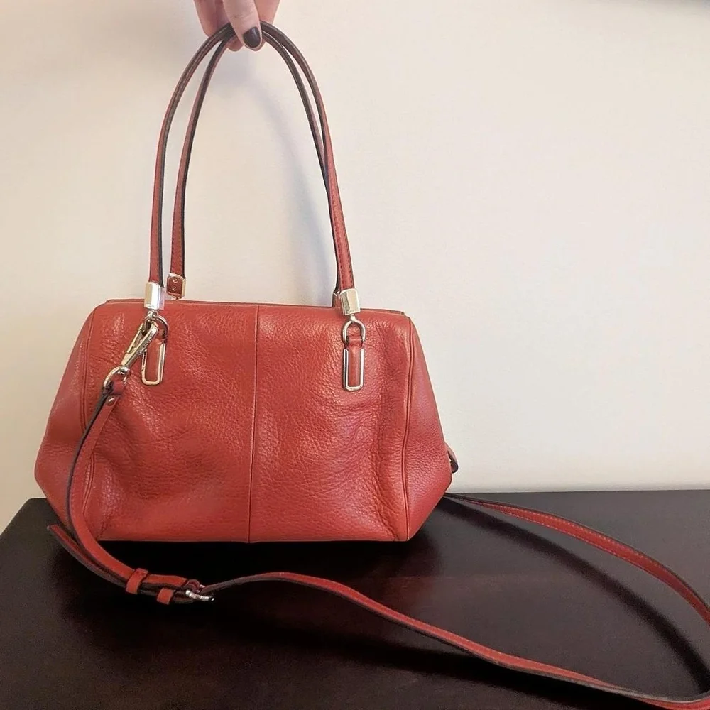 Coach Madison Madeline East West Brick Orange Leather Shoulder Bag